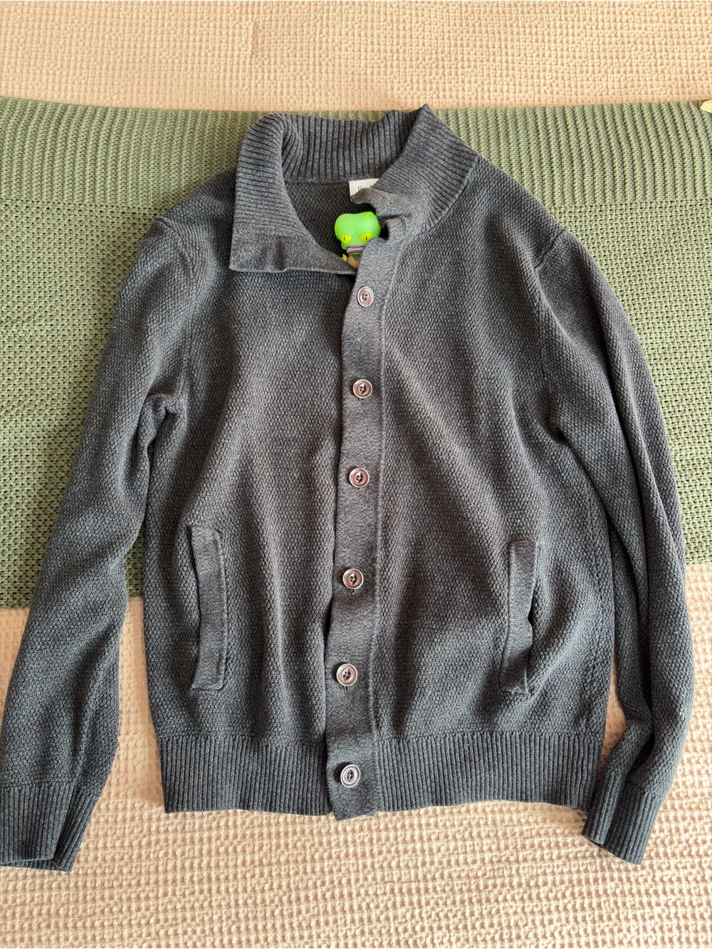 Goodfellow & Co Dark Gray Button-Up Shawl Collar Cardigan